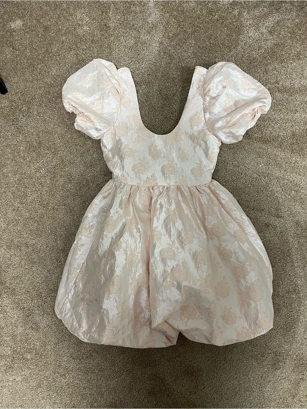 NWOT Sister Jane Pale Pink Puff-Sleeve Jacquard Dress